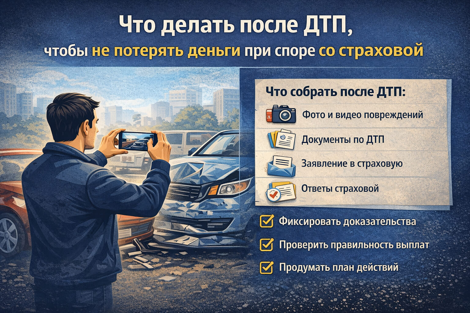 Что делать после ДТП, чтобы не потерять деньги при споре со страховой